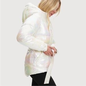 NOIZE Bonita Metallic Puffer XXL Opal Iridescent Coat BNWT Discontinued